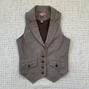 Ted Baker Women's Y2K Brown Button Front Vest - Size XS
